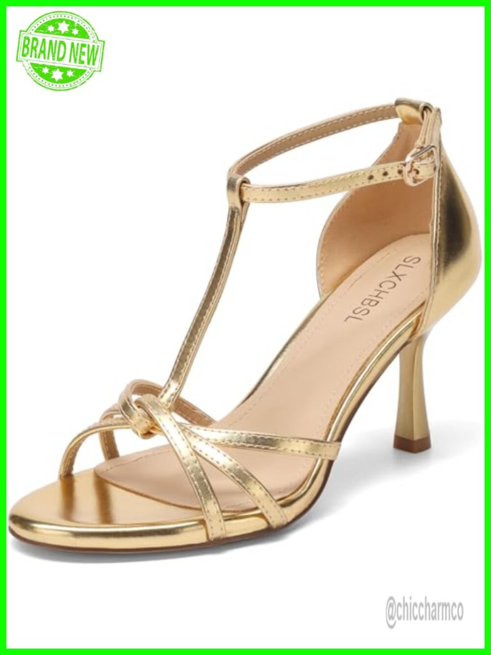 T-Strap Kitten Heel Sandals Women's 3 Inch PU Round Open Toe Dress Heels